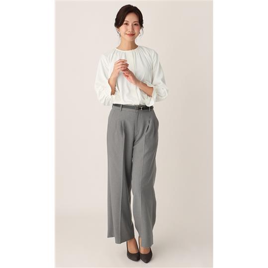 AOYAMA 【洋服の青山】フレア袖 ギャザー 長袖 ブラウス シフォン