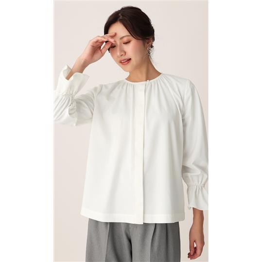 【洋服の青山】フレア袖 ギャザー ブラウス シフォン ブラウス バルーン袖 女性 レディース オフィス カジュアル ビジネス AOYAMA 【洋服の青山】フレア袖 ギャザー ブラウス シフォン