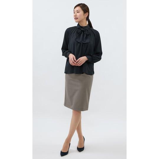AOYAMA 【洋服の青山】洗える ボウタイブラウス レディース ネイビー