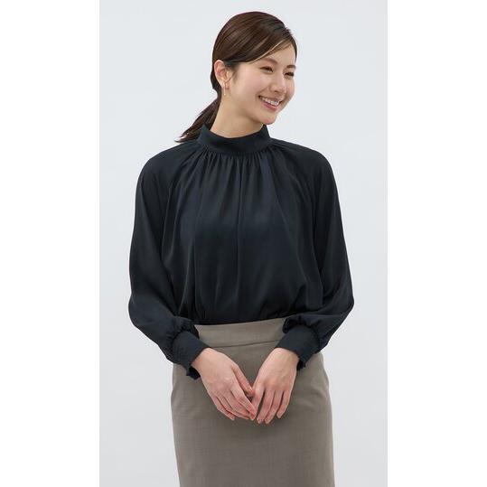 AOYAMA 【洋服の青山】洗える ボウタイブラウス レディース ネイビー