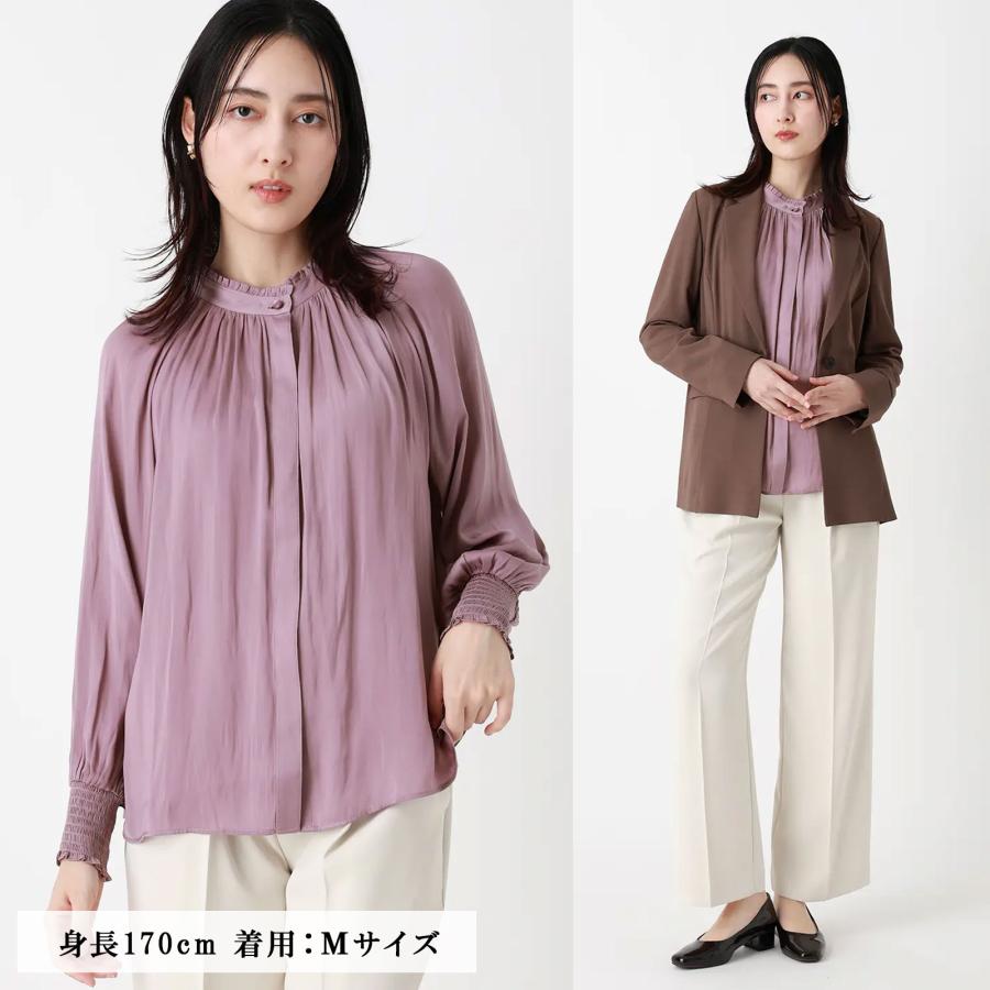 AOYAMA 【洋服の青山】オールシーズン ピンク系 フリル襟ブラウス