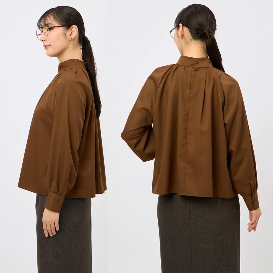 AOYAMA 【洋服の青山】オールシーズン ブラウン系 ハイネックギャザー