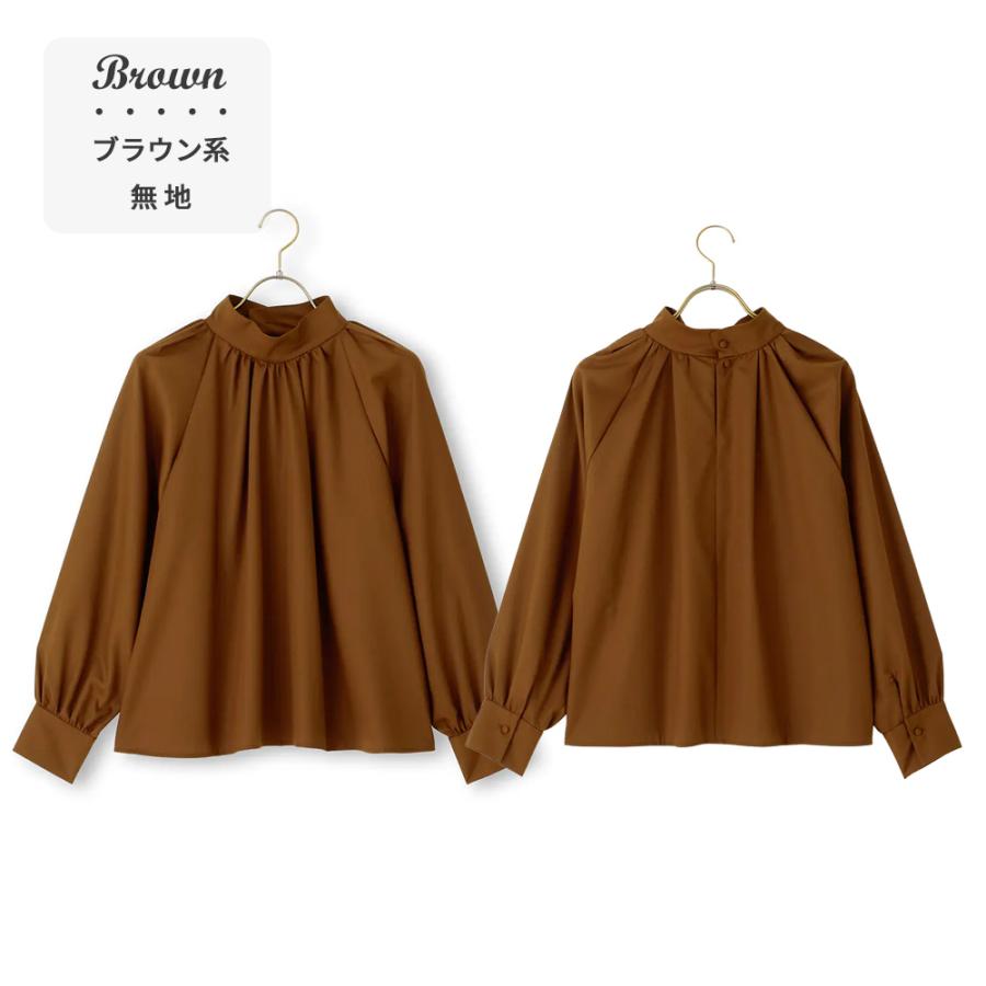 AOYAMA 【洋服の青山】オールシーズン ブラウン系 ハイネックギャザー