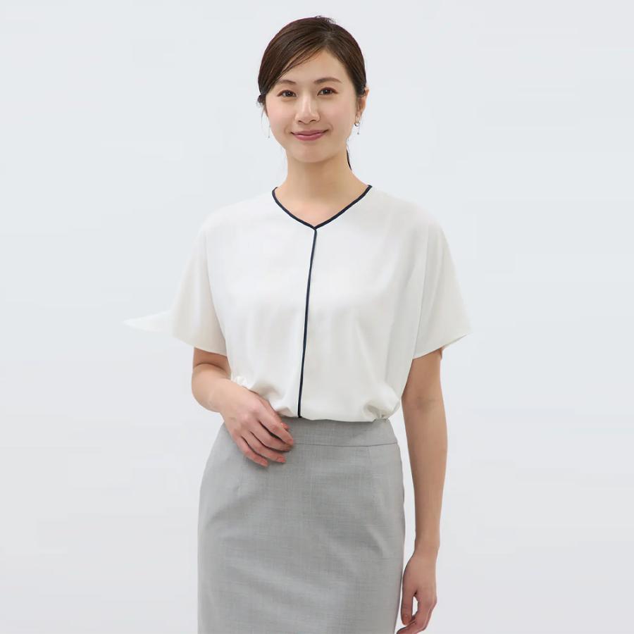AOYAMA 【洋服の青山】接触冷感 ブラウス レデイ―ス 春夏 ホワイト 白