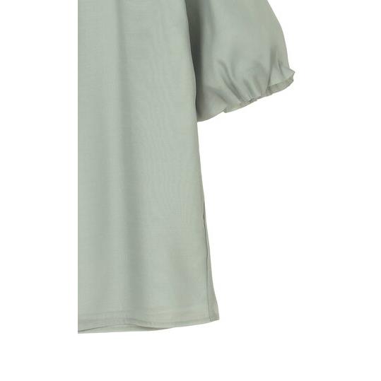 みつ②F グリーン系チェックボリューミーブラウス　五分袖　夏　ゆったり みつ②F グリーン系チェックボリューミーブラウス 五分袖 夏