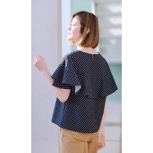 AOYAMA 【洋服の青山】ブラウス 袖フリル 半袖 レディース 春夏