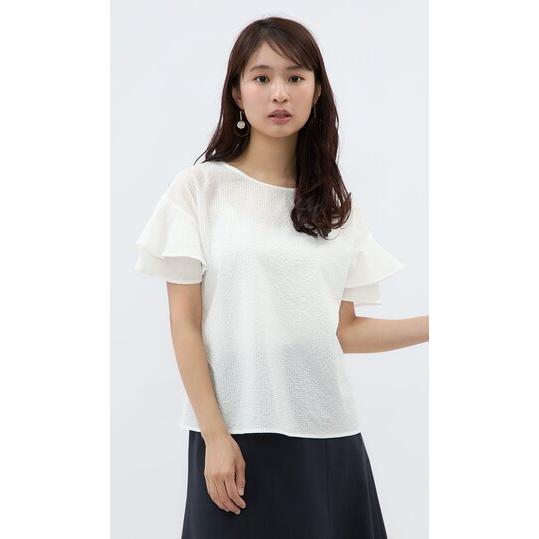 AOYAMA 【洋服の青山】ブラウス 袖フリル 半袖 レディース 春夏