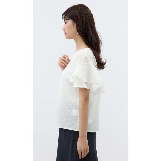 AOYAMA 【洋服の青山】ブラウス 袖フリル 半袖 レディース 春夏