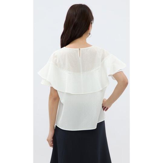 AOYAMA 【洋服の青山】ブラウス 袖フリル 半袖 レディース 春夏