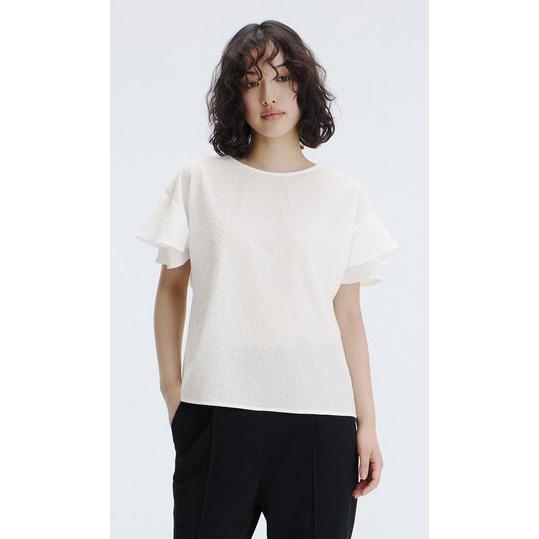 AOYAMA 【洋服の青山】ブラウス 袖フリル 半袖 レディース 春夏