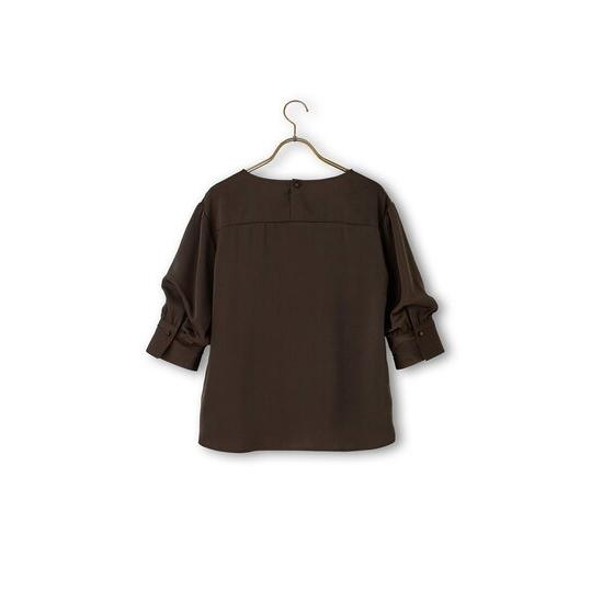AOYAMA 【洋服の青山】サテンバルーンスリーブブラウス 5分袖