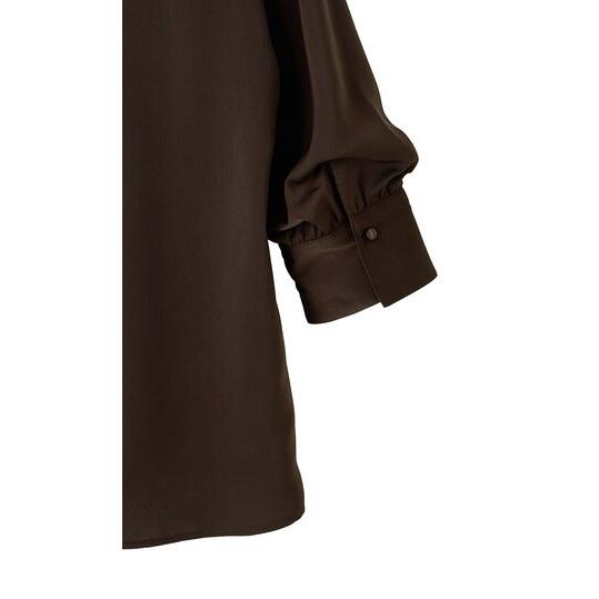 AOYAMA 【洋服の青山】サテンバルーンスリーブブラウス 5分袖
