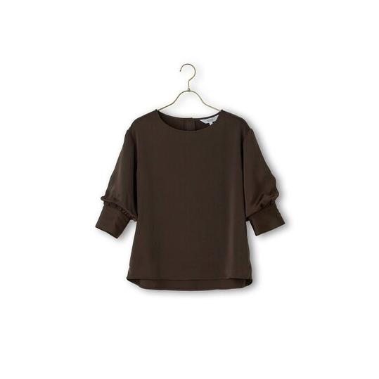 AOYAMA 【洋服の青山】サテンバルーンスリーブブラウス 5分袖