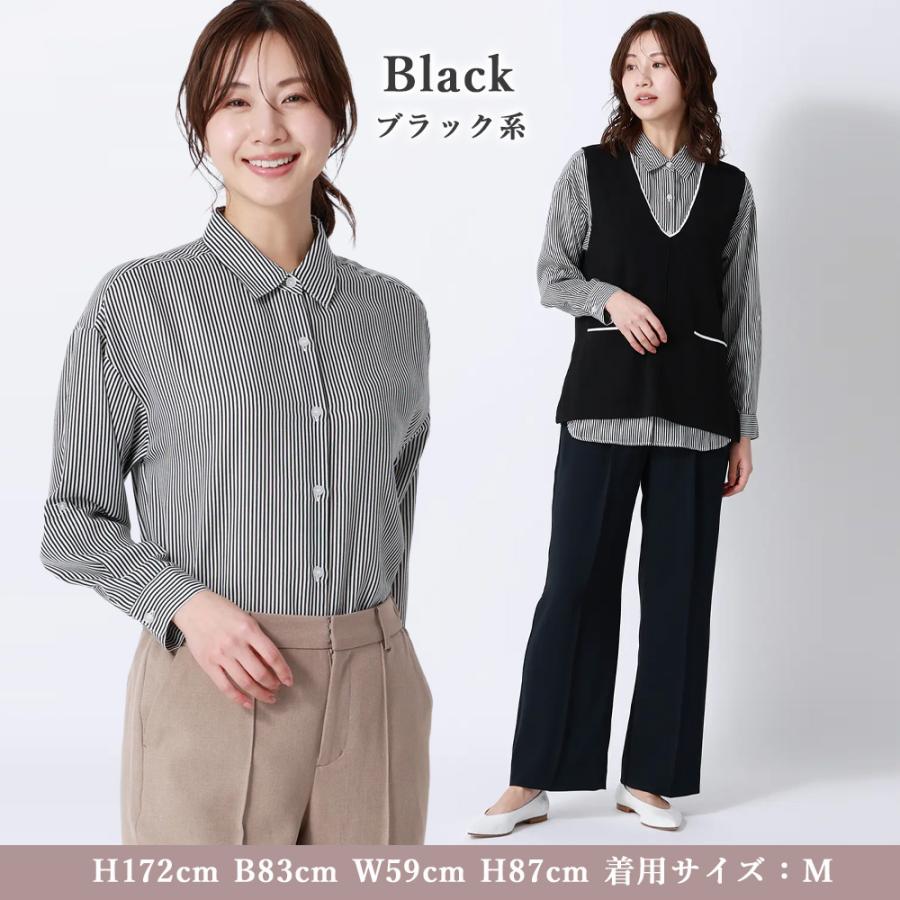 AOYAMA 【洋服の青山】ストライプブラウス ブラウス 長袖 レディース