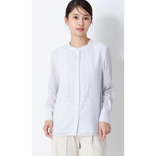 AOYAMA 【洋服の青山】バンドカラーカットジャガードブラウス 長袖