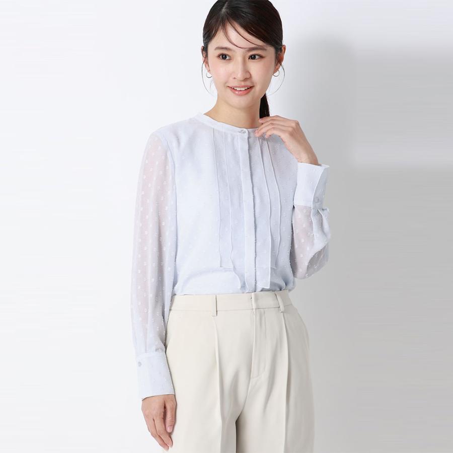 AOYAMA 【洋服の青山】バンドカラーカットジャガードブラウス 長袖