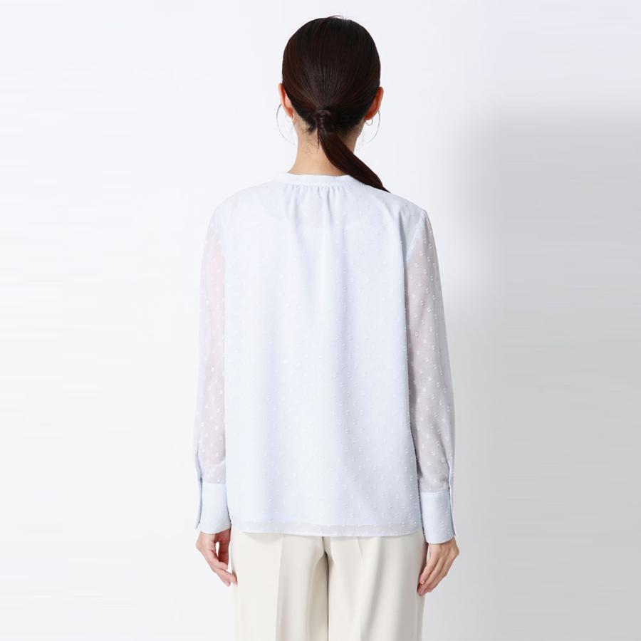 AOYAMA 【洋服の青山】バンドカラーカットジャガードブラウス 長袖