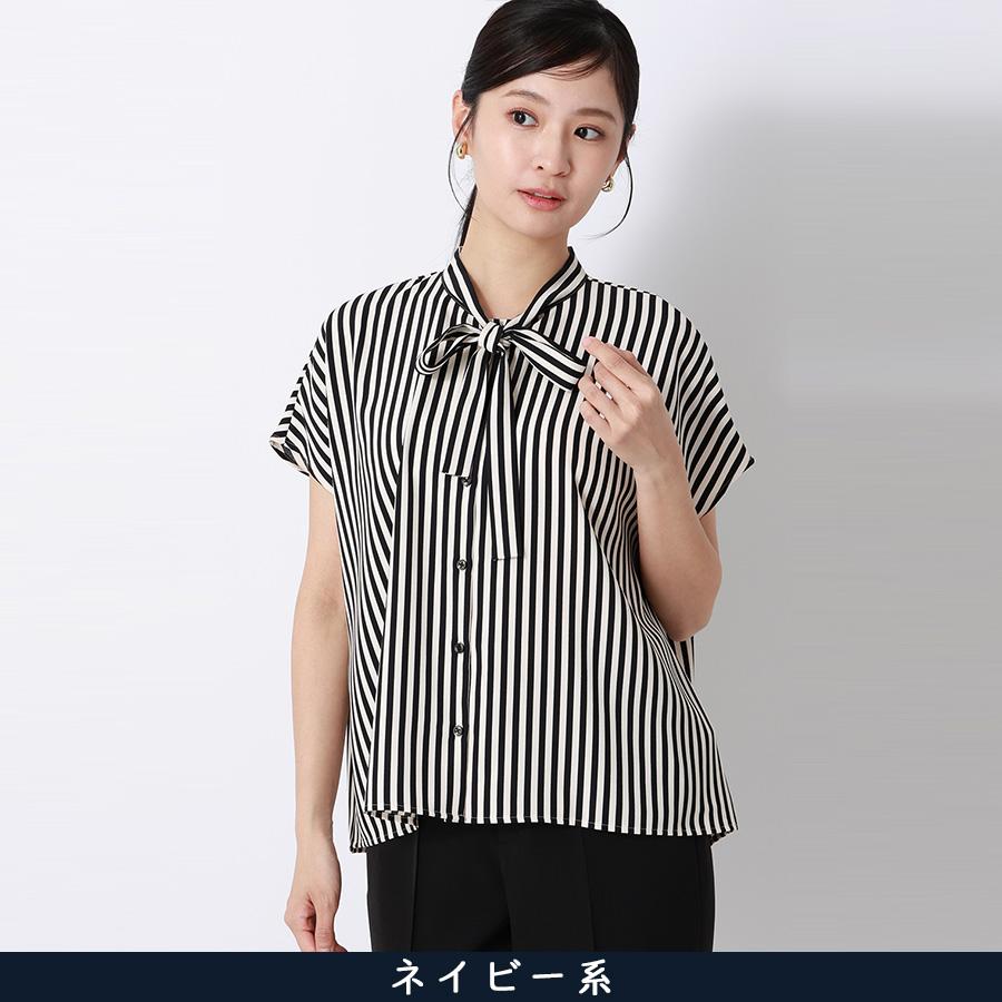 AOYAMA 【洋服の青山】ボウタイ ひんやり ブラウス 半袖 レディース 春