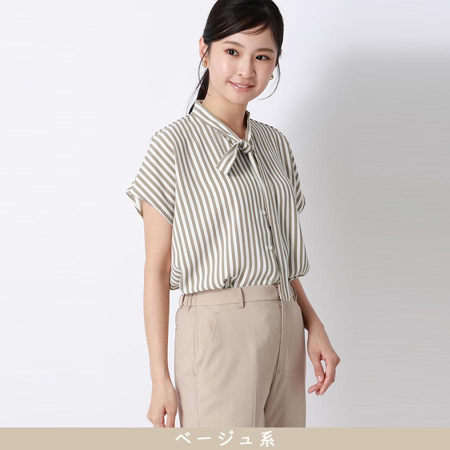 AOYAMA 【洋服の青山】ボウタイ ひんやり ブラウス 半袖 レディース 春