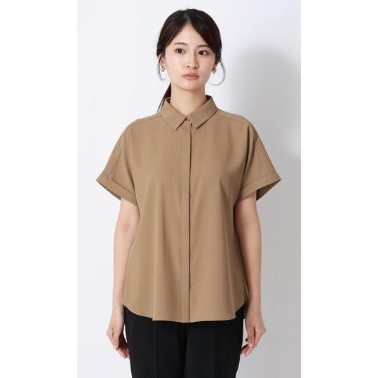 AOYAMA 【洋服の青山】春夏 ブラウン系 □シャツカラーブラウス【半袖