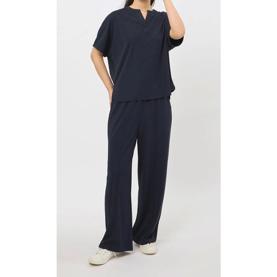 AOYAMA 【洋服の青山】ブラウス レディース 半袖 キーネック 春夏