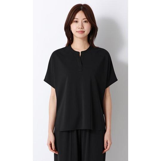 AOYAMA 【洋服の青山】春夏 ブラック系 キーネックブラウス【半袖