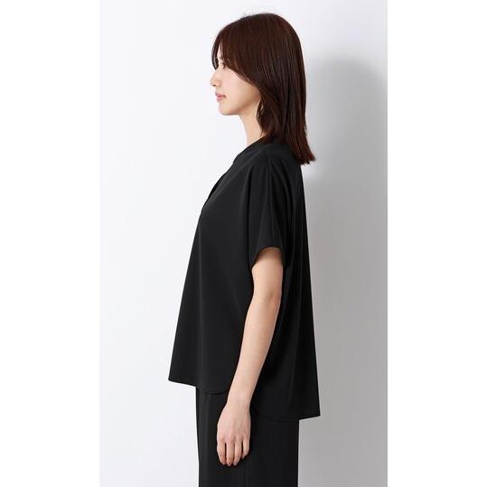 美品✨️アドーア クールタイプライターブラウス 38 黒 半袖 ゆったり AOYAMA 【洋服の青山】春夏 ブラック系 キーネックブラウス【半袖