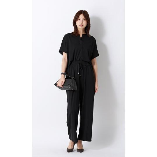 AOYAMA 【洋服の青山】春夏 ブラック系 キーネックブラウス【半袖