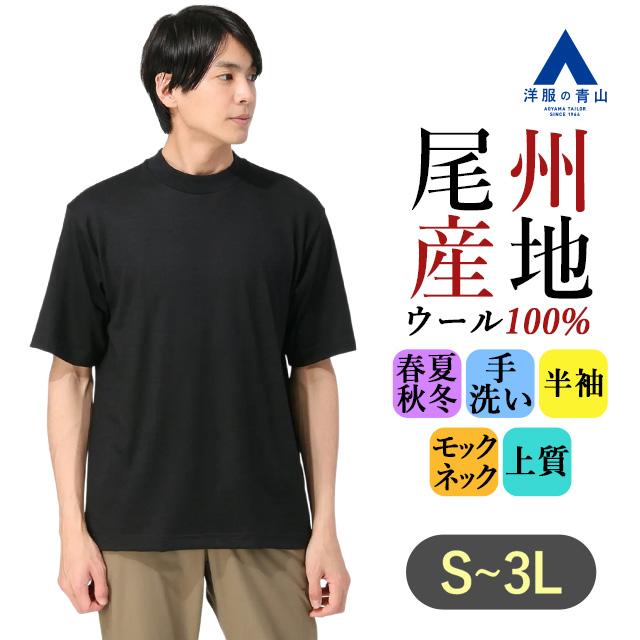 AOYAMA 【洋服の青山】尾州産地 ウール100% Tシャツ メンズ S-3L