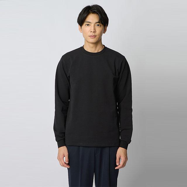 AOYAMA 【洋服の青山】光沢 適度な肉感 クルーネック Tシャツ 長袖