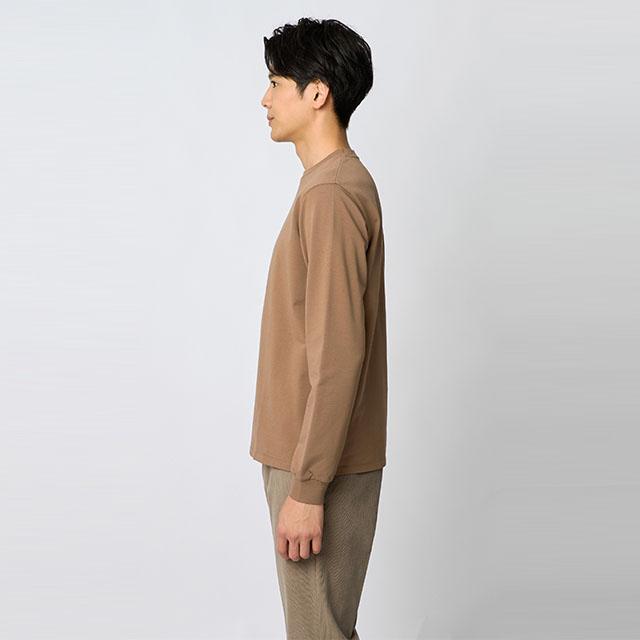 AOYAMA 【洋服の青山】光沢 適度な肉感 クルーネック Tシャツ 長袖