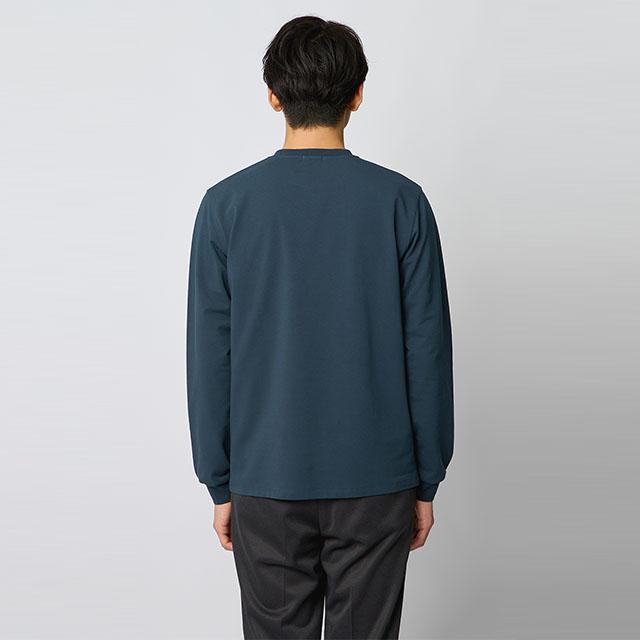 AOYAMA 【洋服の青山】光沢 適度な肉感 クルーネック Tシャツ 長袖