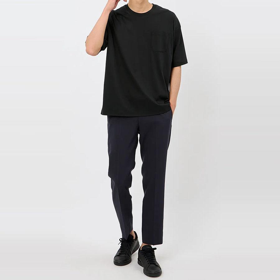 AOYAMA 【洋服の青山】綿100％ Tシャツ メンズ 半袖 春夏 ブラック 黒