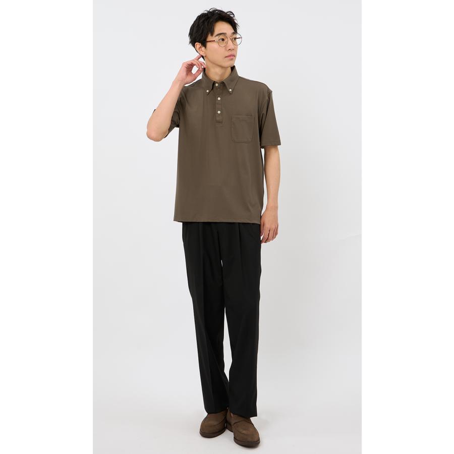 BREATH スウェットポロシャツ　茶色系 AOYAMA 【洋服の青山】冷たい ポロシャツ 半袖 メンズ 春夏