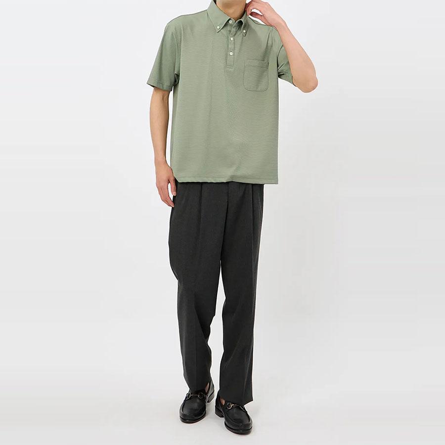 AOYAMA 【洋服の青山】ポロシャツ 半袖 メンズ 春夏 グリーン 緑 無地