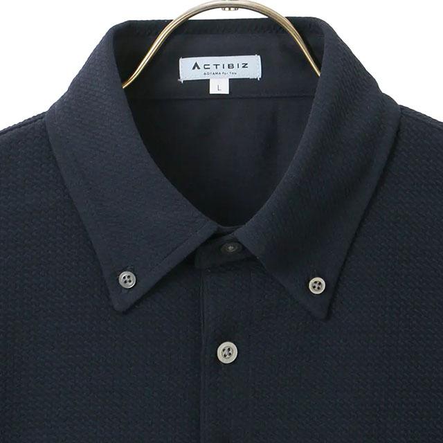 AOYAMA 【洋服の青山】ポロシャツ メンズ 春夏 ネイビー 半袖 ボタン