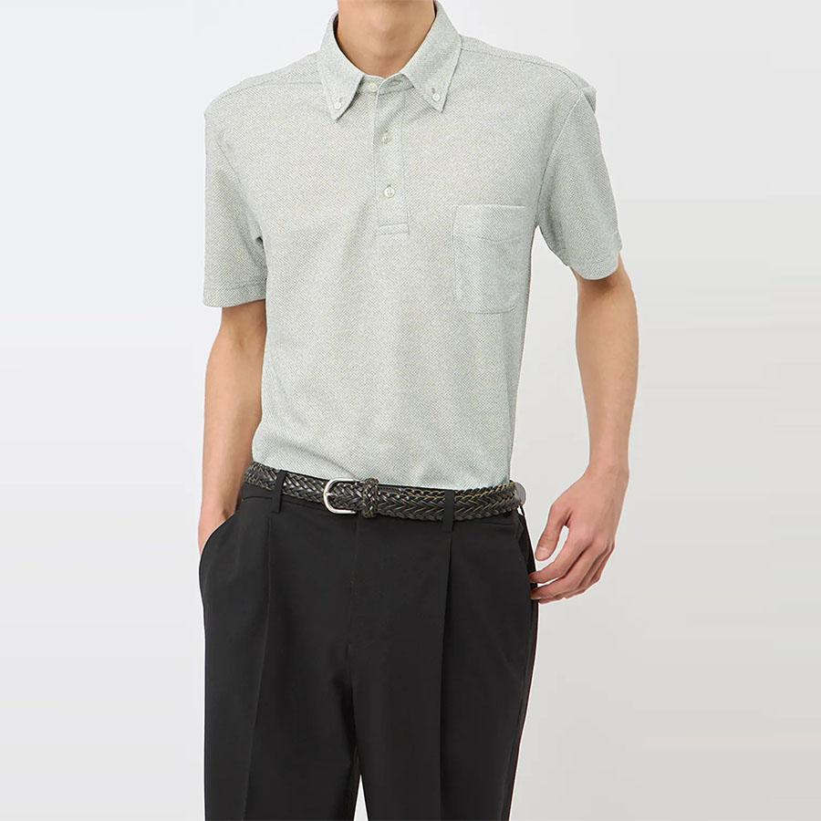 AOYAMA 【洋服の青山】ポロシャツ メンズ 春夏用 グレー ボタンダウン