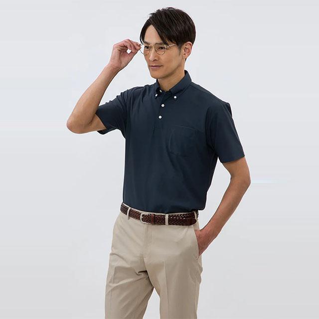 AOYAMA 【洋服の青山】ポロシャツ メンズ 春夏 ネイビー 紺 無地