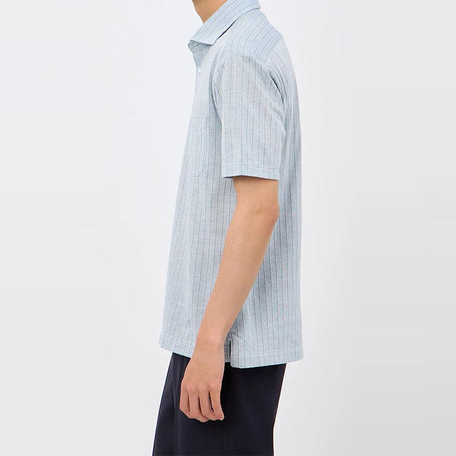 AOYAMA 【洋服の青山】ポロシャツ 半袖 メンズ 春夏 ブルー ストライプ