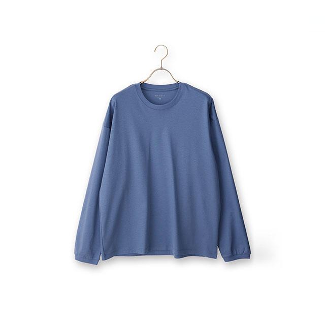 Plantation 総柄ノーカラーロングシャツ 青系M 綿100 ゆったり AOYAMA 【洋服の青山】ロングTシャツ 長袖 メンズ 春夏秋冬 ブルー