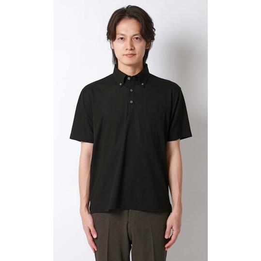 AOYAMA 【洋服の青山】盛夏 ブラック系 冷たいポロシャツ 涼 ボタン