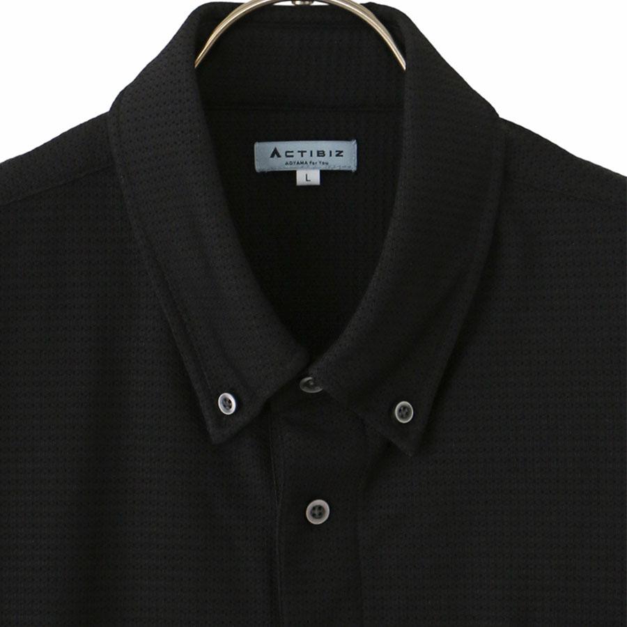 AOYAMA 【洋服の青山】ビズポロ ポロシャツ メンズ 半袖 盛夏 ブラック