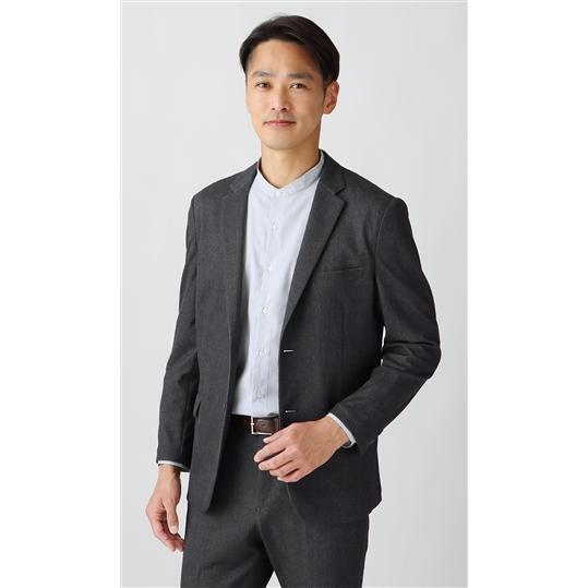 【超美品】ジップアップジャケット メンズ AOYAMA 【洋服の青山】春夏 ネイビー デニムライクスタイリッシュ