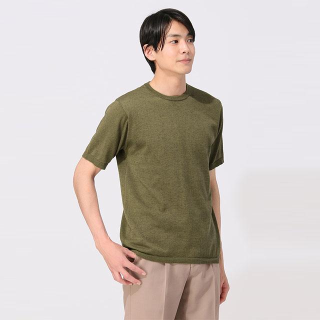 【洋服の青山】クルーネックニット メンズ 春夏 半袖 グリーン 緑 ハンドウォッシュ 手洗い 清涼感 インナー ビジネス カジュアル 大きいサイズ ACTIBIZ｜y-aoyama｜06