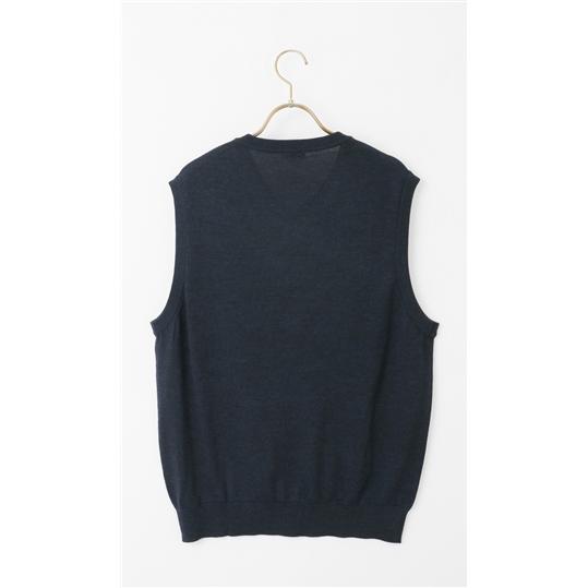 AOYAMA 【洋服の青山】メンズ ベスト Vネック ネイビー 紺 無地 ニット