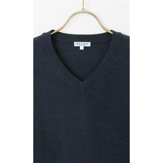 AOYAMA 【洋服の青山】メンズ ベスト Vネック ネイビー 紺 無地 ニット