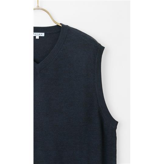 AOYAMA 【洋服の青山】メンズ ベスト Vネック ネイビー 紺 無地 ニット