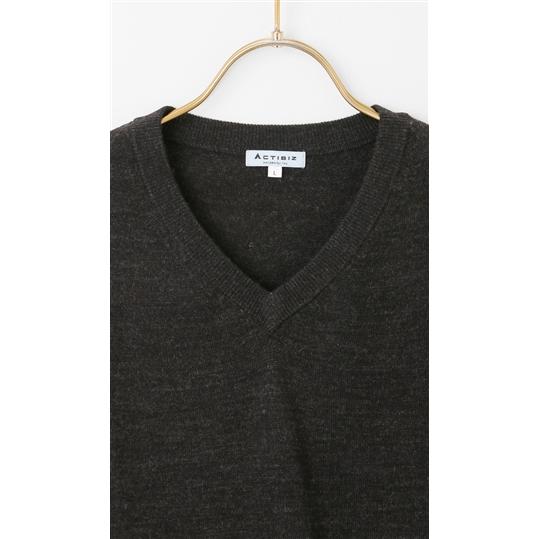 AOYAMA 【洋服の青山】メンズ ベスト Vネック ダークグレー 無地 