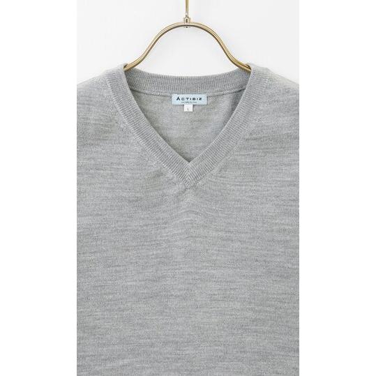 BUTCHER 美品 ニット ベスト リブ V ウール 44 XL グレー AOYAMA 【洋服の青山】メンズ ベスト Vネック グレー 無地 ニット