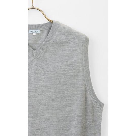 BUTCHER 美品 ニット ベスト リブ V ウール 44 XL グレー AOYAMA 【洋服の青山】メンズ ベスト Vネック グレー 無地 ニット